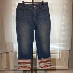 Chico’s Women's Blue Jeans with Multicolor Trim